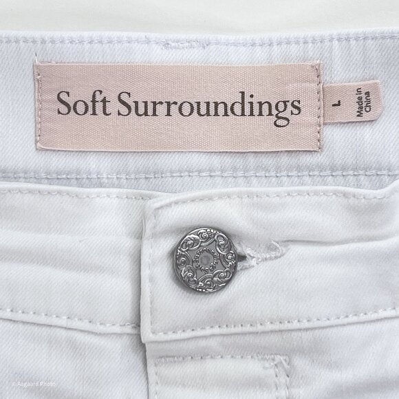 Soft Surroundings Ultimate Denim Pull-On White Slimming Shorts Size L - NWOT - Picture 6 of 11